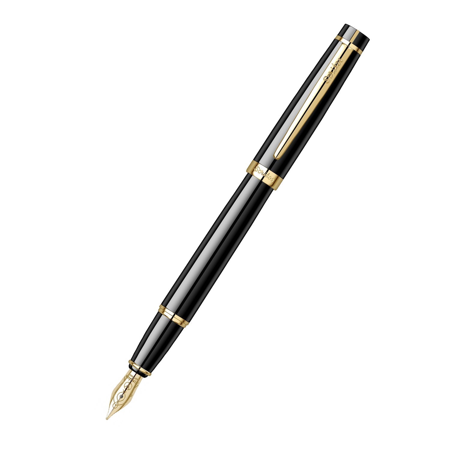 Scrikss | Honour 38 | Fountain Pen | Glossy Black | Medium Nib | 23k Gold Plated Scrikss